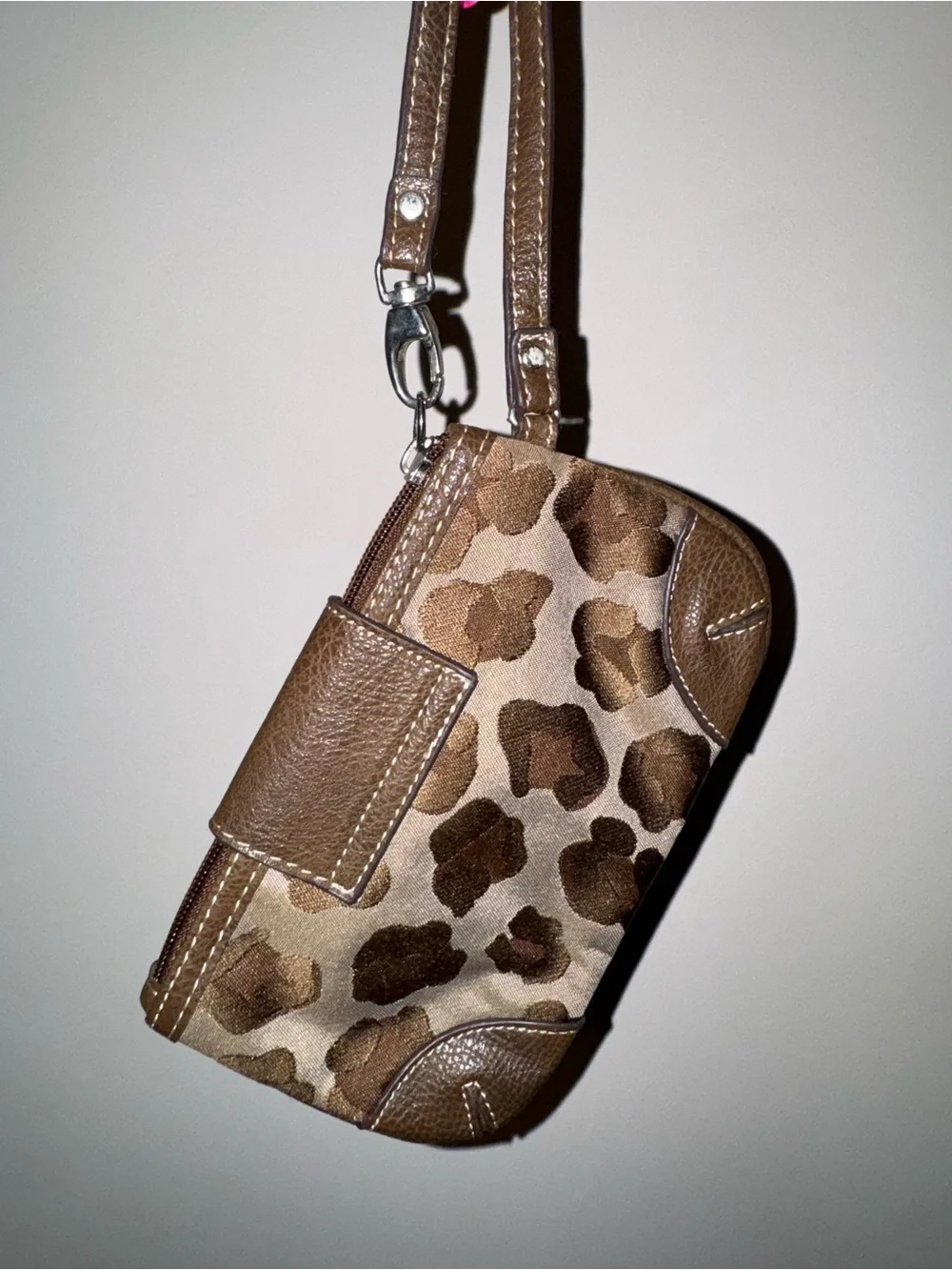 New York & Co Y2K Women's Brown Leopard Print Crossbody Wristlet